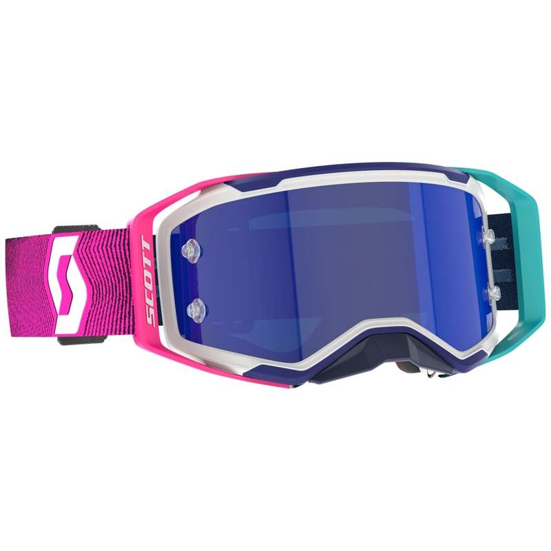 Motorcrossbril SCOTT Prospect 2.0 AMP blauw en roze met blauw gespiegeld plexi