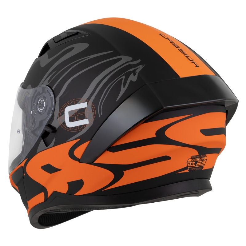 Integraalhelm Cassida Orbit Multivers mat zwart-oranje-grijs-wit