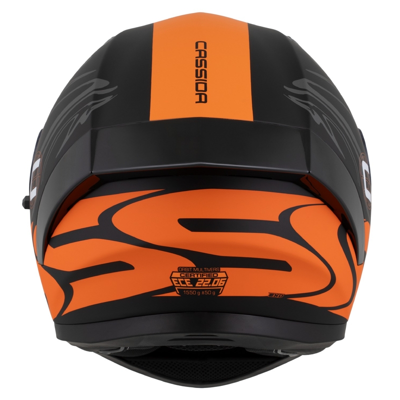 Integraalhelm Cassida Orbit Multivers mat zwart-oranje-grijs-wit