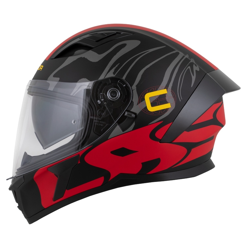 Integraalhelm Cassida Orbit Multivers mat zwart-rood-grijs-geel