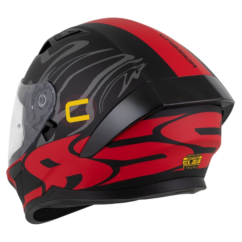 Integraalhelm Cassida Orbit Multivers mat zwart-rood-grijs-geel