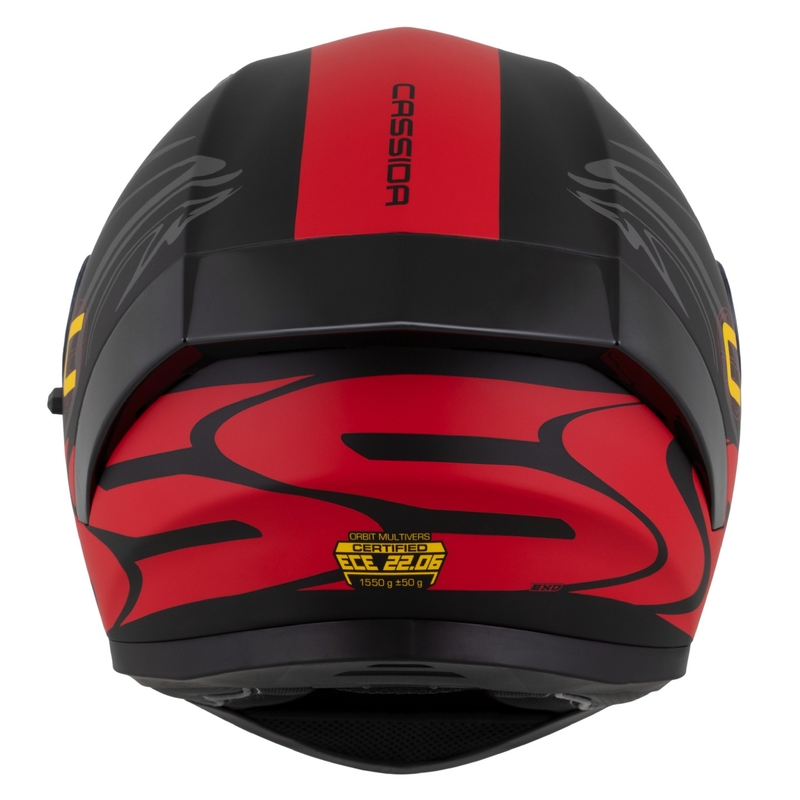 Integraalhelm Cassida Orbit Multivers mat zwart-rood-grijs-geel