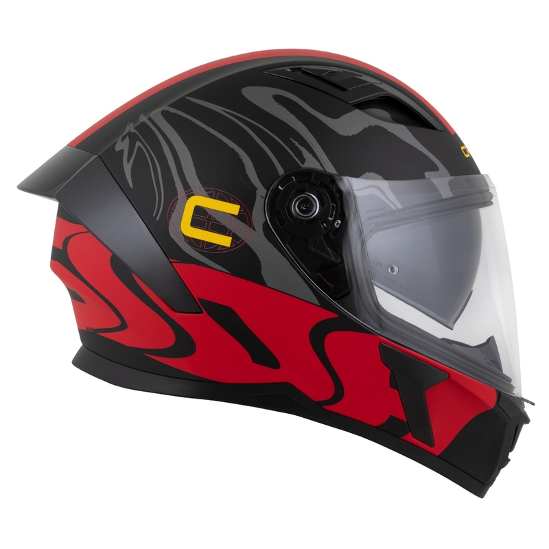 Integraalhelm Cassida Orbit Multivers mat zwart-rood-grijs-geel