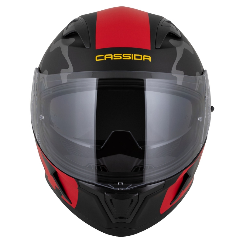 Integraalhelm Cassida Orbit Multivers mat zwart-rood-grijs-geel