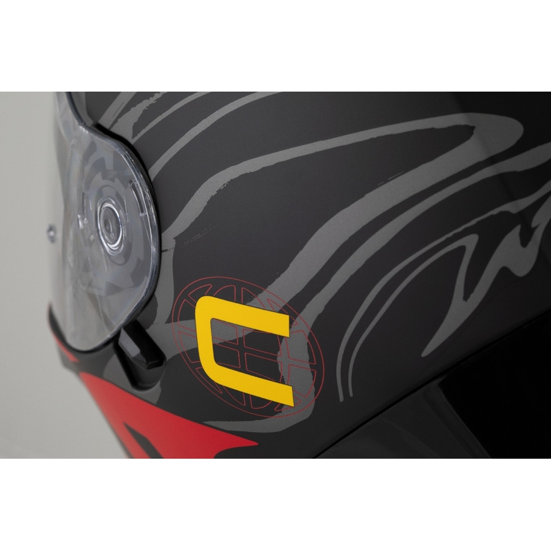 Integraalhelm Cassida Orbit Multivers mat zwart-rood-grijs-geel