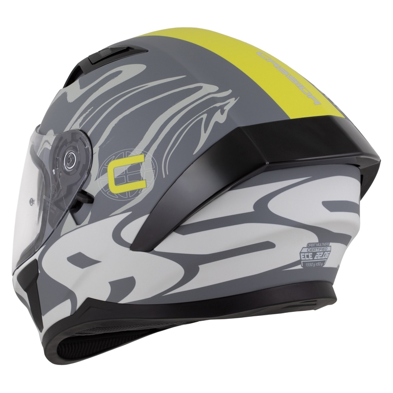 Integraalhelm Cassida Orbit Multivers mat grijs-fluogeel-zwart
