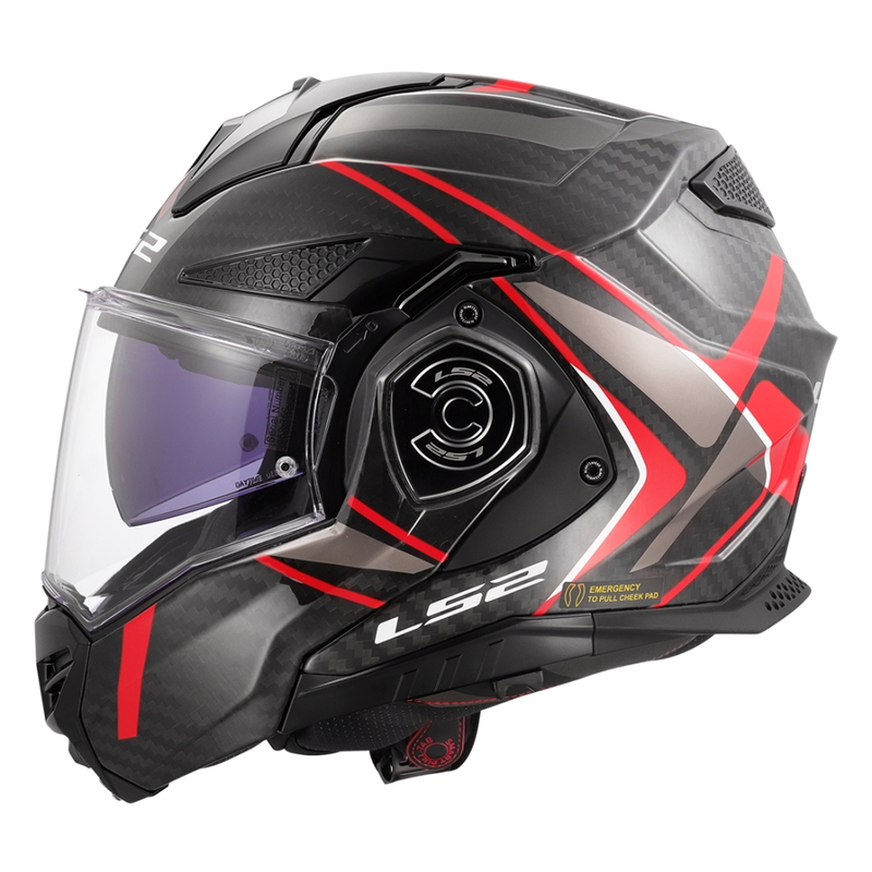 Opklapbare motorhelm LS2 FF901 Advant XC Future II zwart-rood