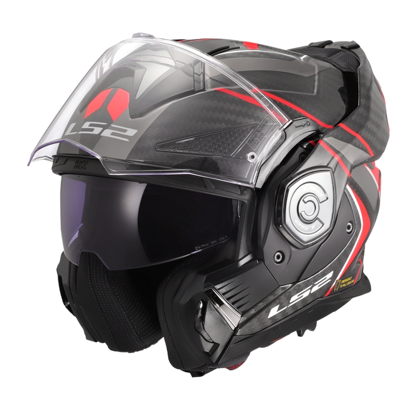 Opklapbare motorhelm LS2 FF901 Advant XC Future II zwart-rood