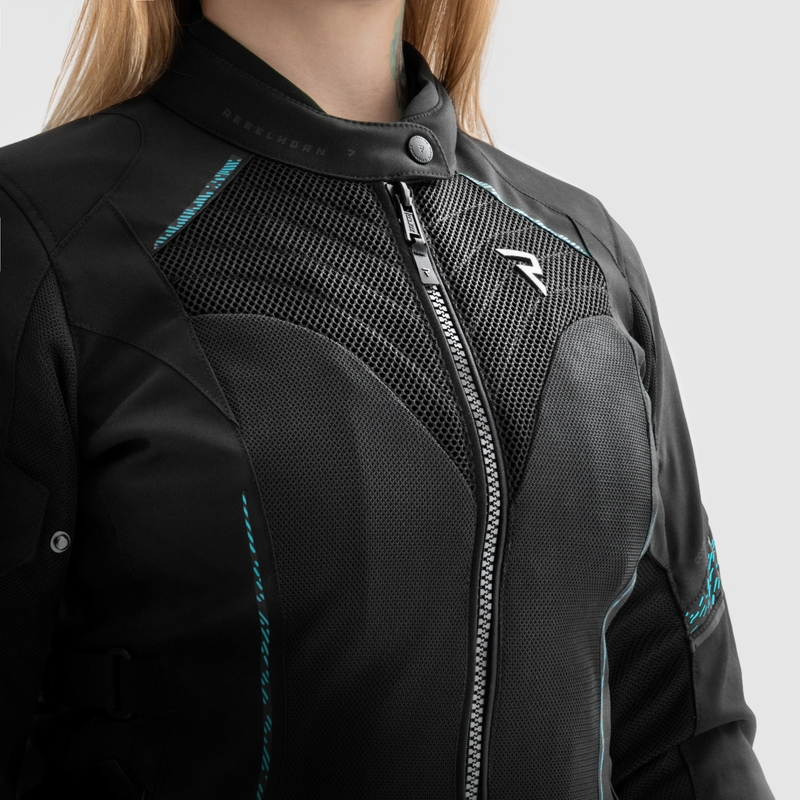 Damesjas Rebelhorn Jax Zwart met Mint Motorfiets