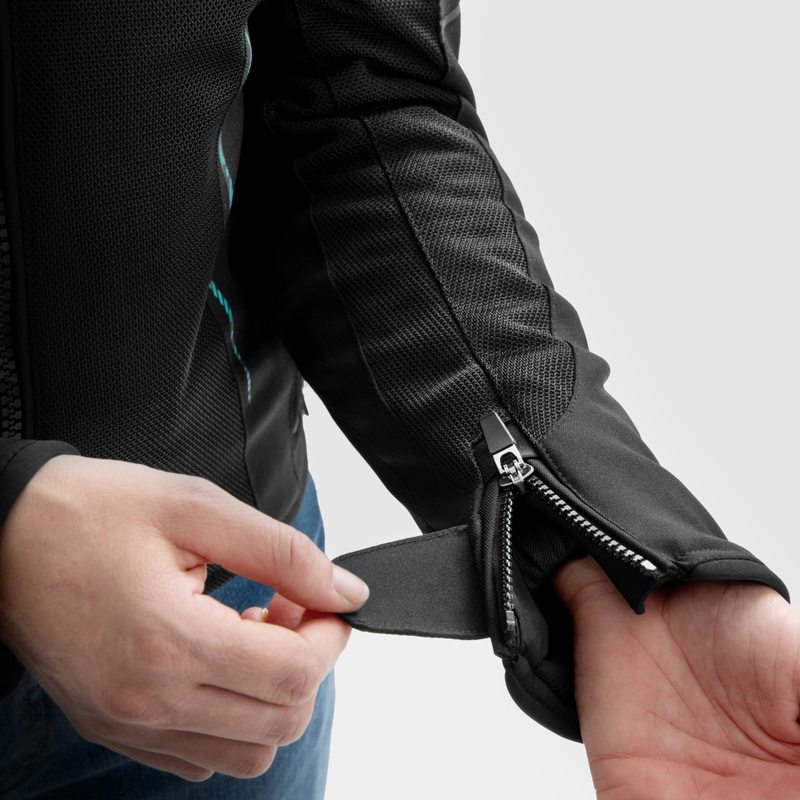 Damesjas Rebelhorn Jax Zwart met Mint Motorfiets