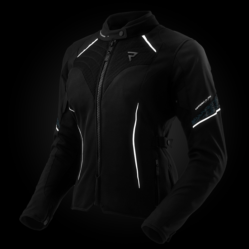 Damesjas Rebelhorn Jax Zwart met Mint Motorfiets