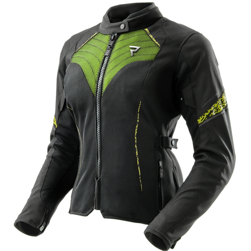 Rebelhorn Jax zwart-fluo gele motorjas voor dames