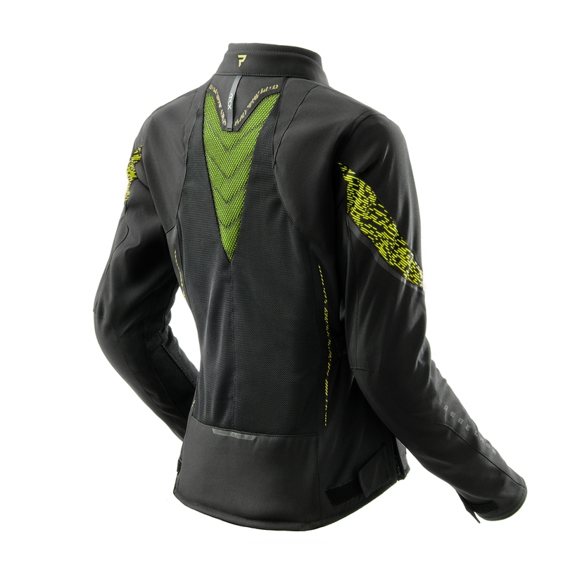 Rebelhorn Jax zwart-fluo gele motorjas voor dames