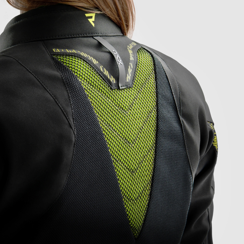 Rebelhorn Jax zwart-fluo gele motorjas voor dames