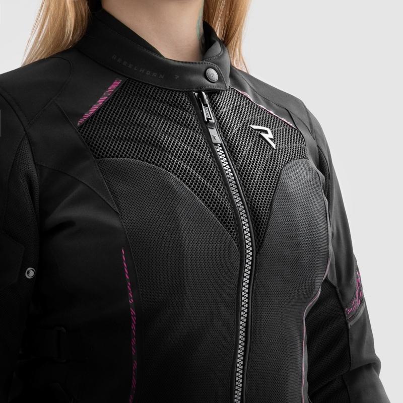 Rebelhorn Jax zwart met roze motorjack voor dames