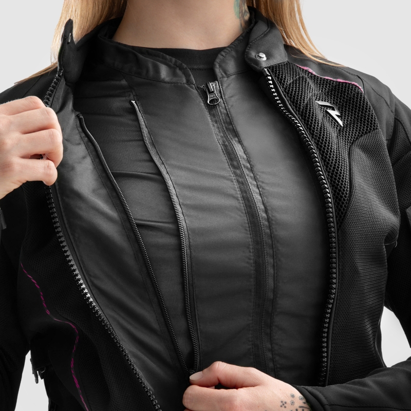 Rebelhorn Jax zwart met roze motorjack voor dames