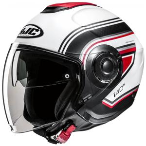 Open motorhelm HJC i40N Linia MC1SF rood-zwart-wit