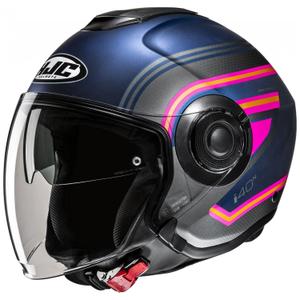 Open motorhelm HJC i40N Linia MC28SF blauw-grijs-roze