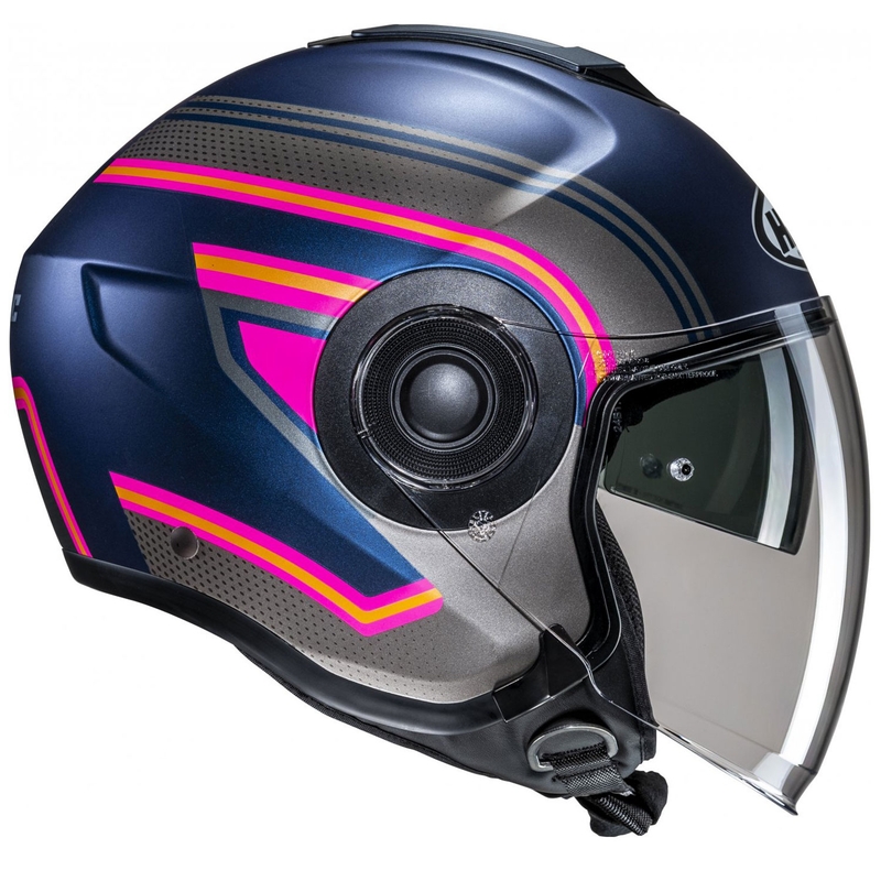 Open motorhelm HJC i40N Linia MC28SF blauw-grijs-roze