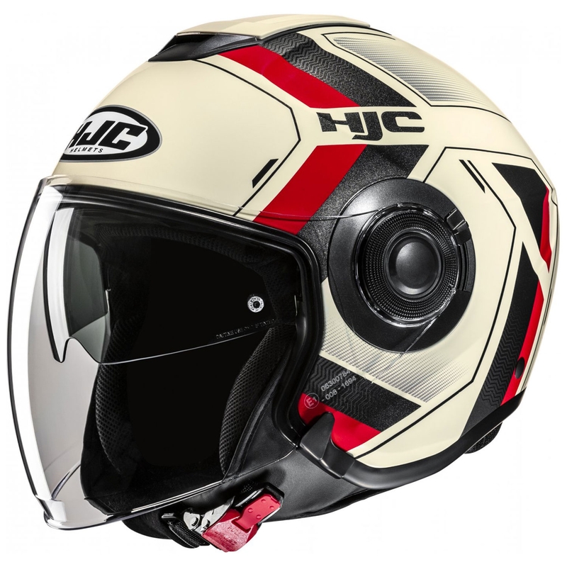 Open motorhelm HJC i40N Velu MC1 beige-zwart-rood