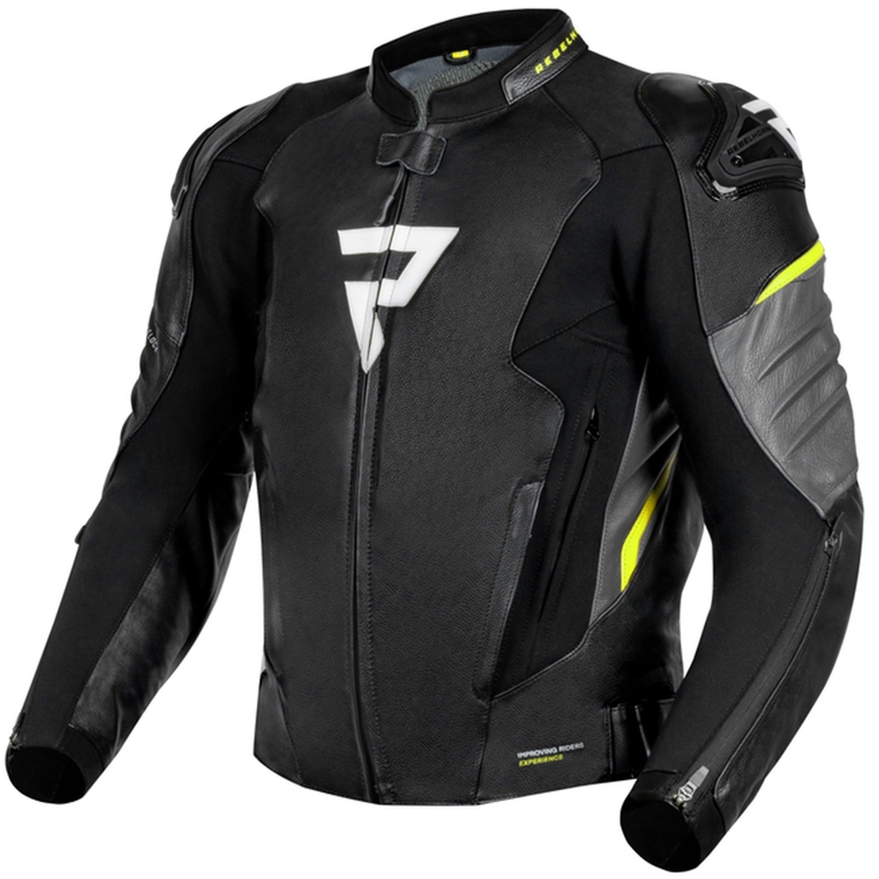 Rebelhorn Veloce zwart-grijs-fluo geel leren motorjack