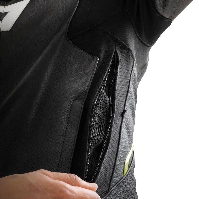 Rebelhorn Veloce zwart-grijs-fluo geel leren motorjack