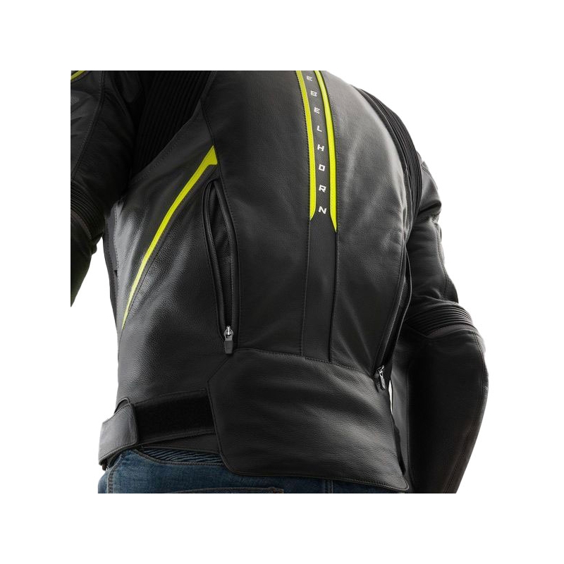 Rebelhorn Veloce zwart-grijs-fluo geel leren motorjack