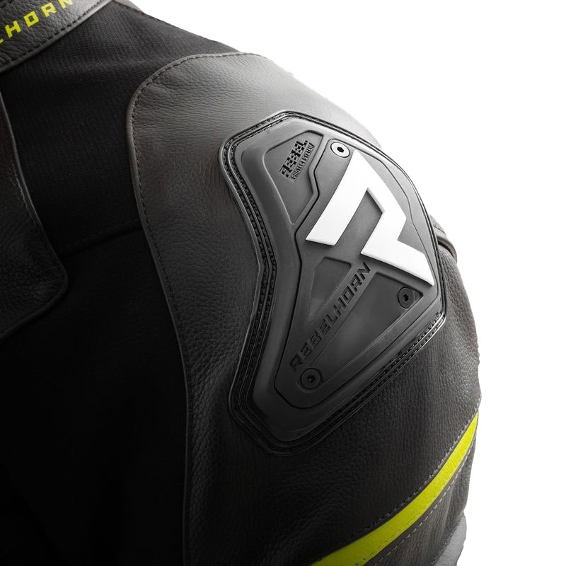 Rebelhorn Veloce zwart-grijs-fluo geel leren motorjack