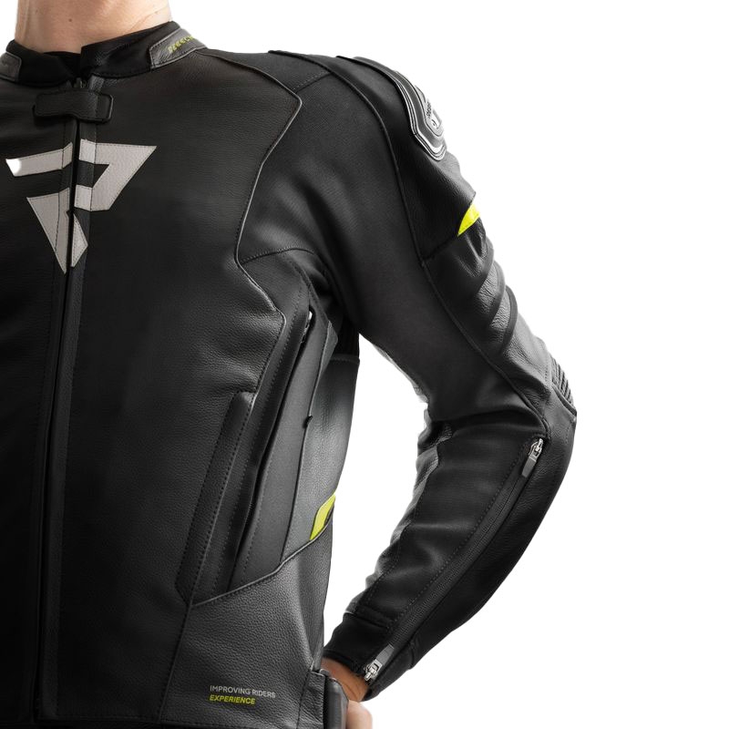 Rebelhorn Veloce zwart-grijs-fluo geel leren motorjack