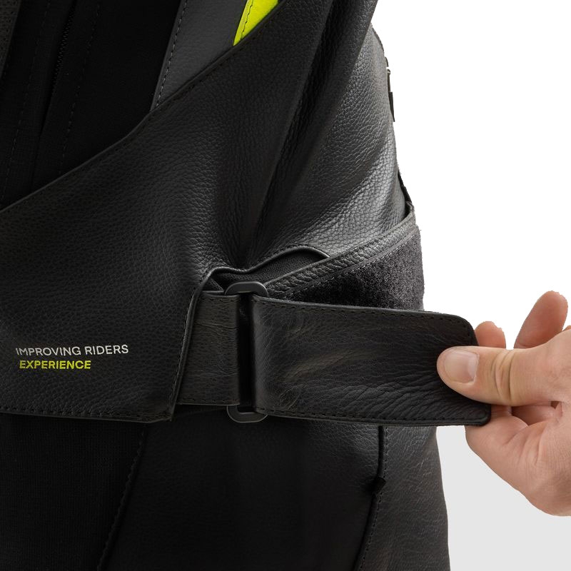Rebelhorn Veloce zwart-grijs-fluo geel leren motorjack