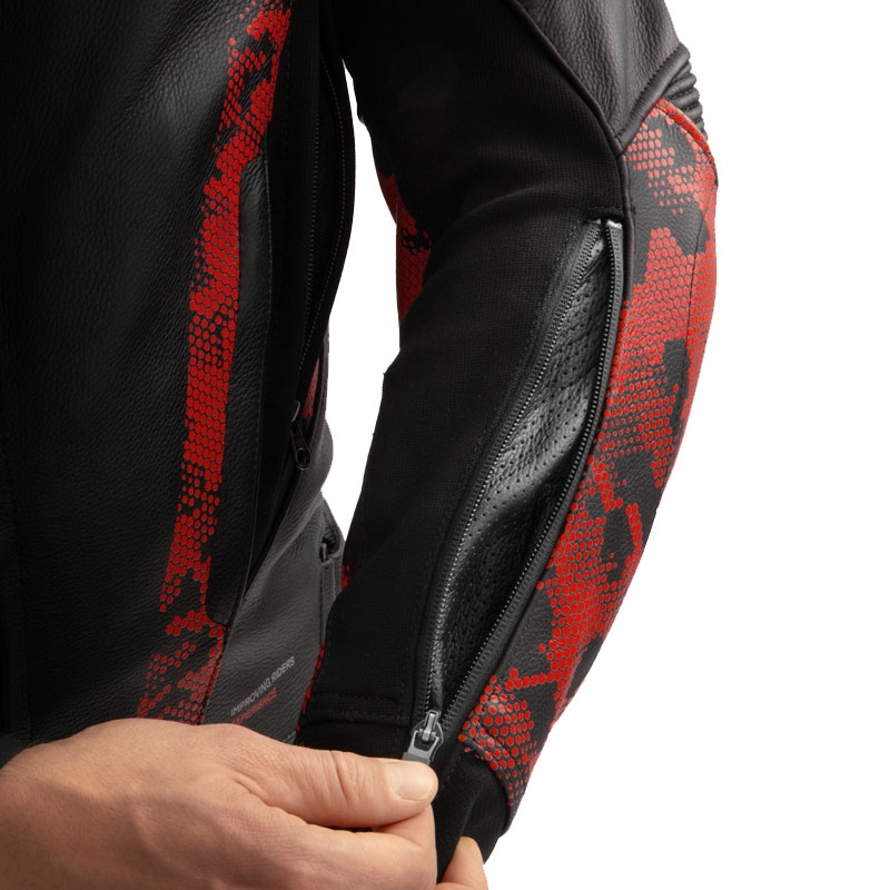Rebelhorn Veloce zwart-camo rood leren motorjack