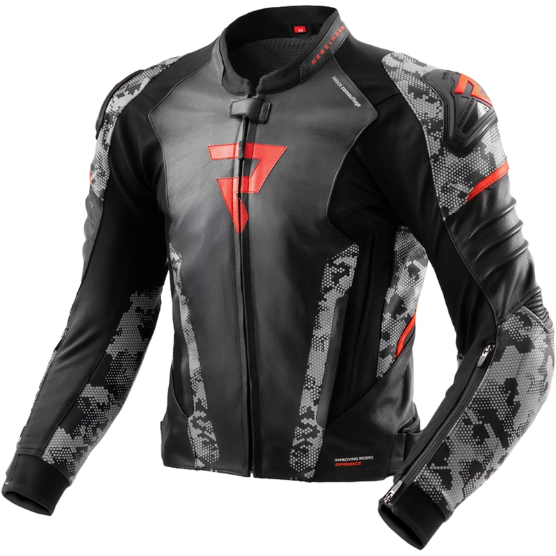 Rebelhorn Veloce zwart-grijs-fluorode leren motorjas