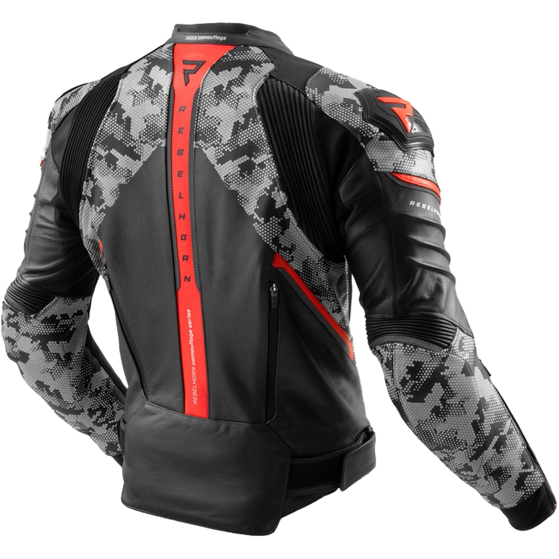 Rebelhorn Veloce zwart-grijs-fluorode leren motorjas