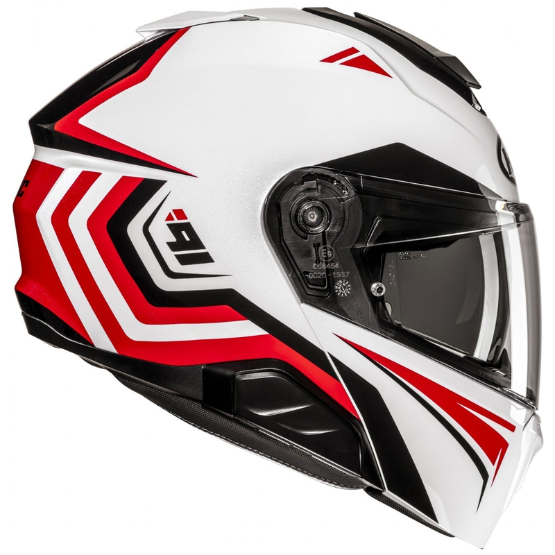 Opklapbare motorhelm HJC i91 Tricus MC1 wit-zwart-rood