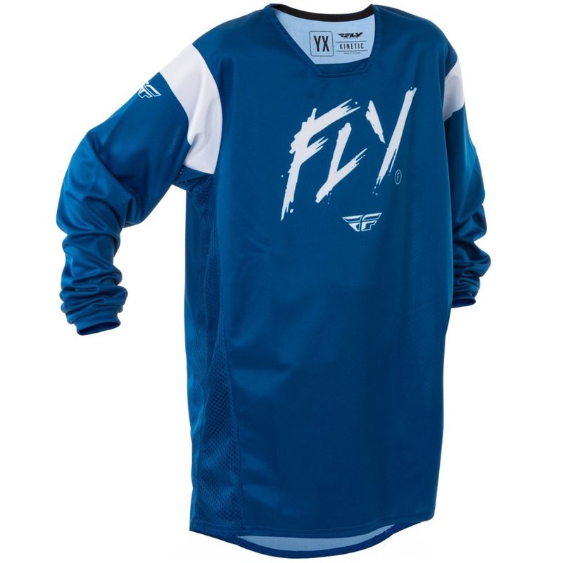 Kinder motorcross trui FLY Racing Kinetic Stoke blauw en wit
