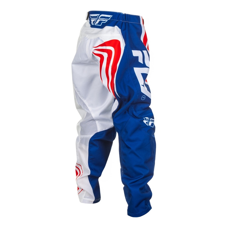 Kinder motorcrossbroek FLY Racing F-16 rood, wit en blauw