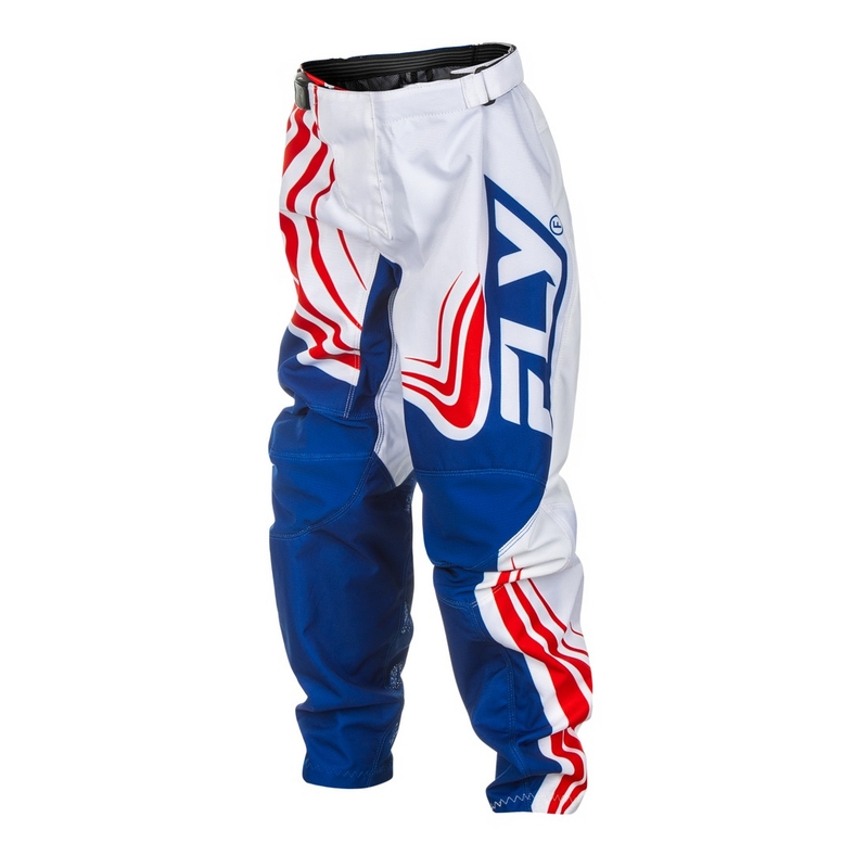 Kinder motorcrossbroek FLY Racing F-16 rood, wit en blauw