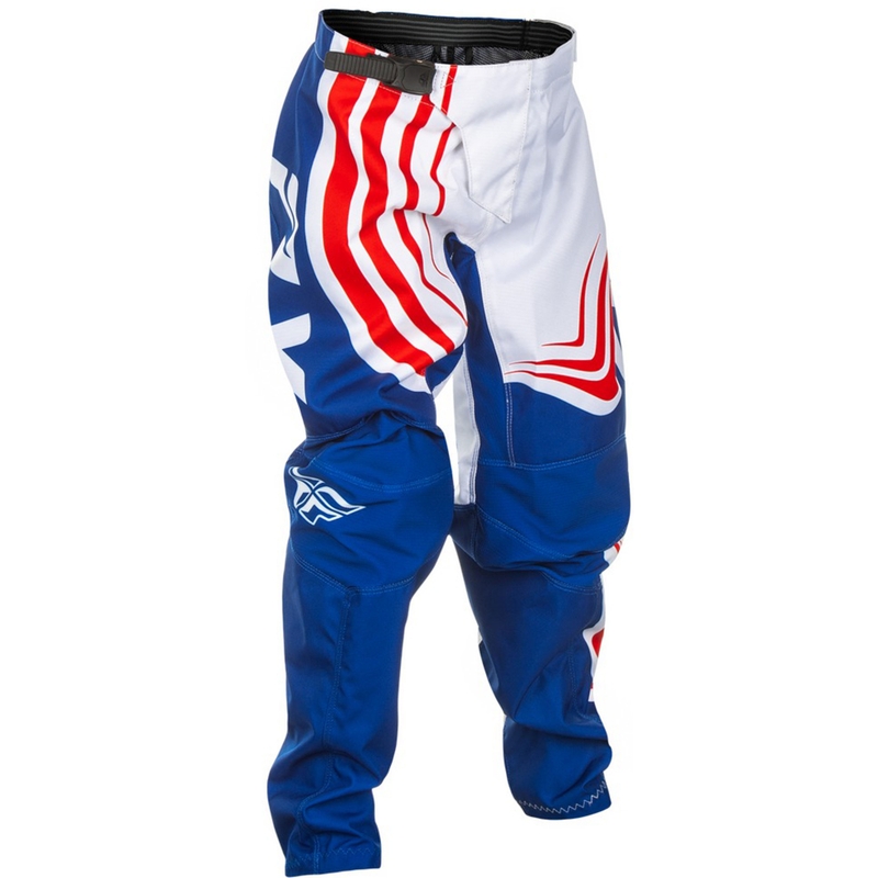 Kinder motorcrossbroek FLY Racing F-16 rood, wit en blauw