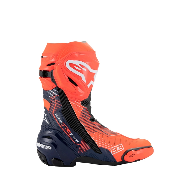 Alpinestars Supertech R Vented limited edition MM93 Marc Marquez fluor rood-blauw-zwarte motorlaarzen