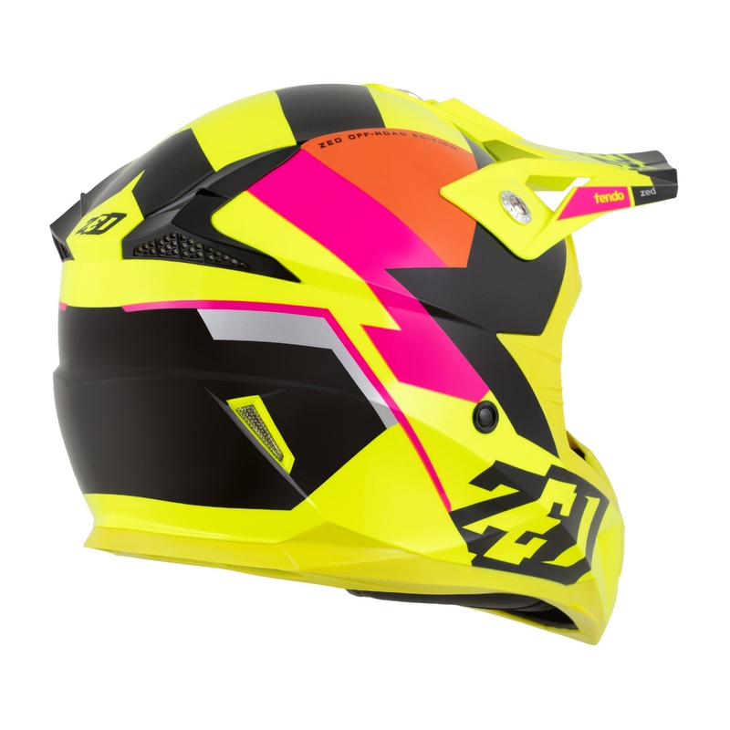 Motorcrosshelm ZED X1.9 Tendo fluo geel-roze-oranje-zwart
