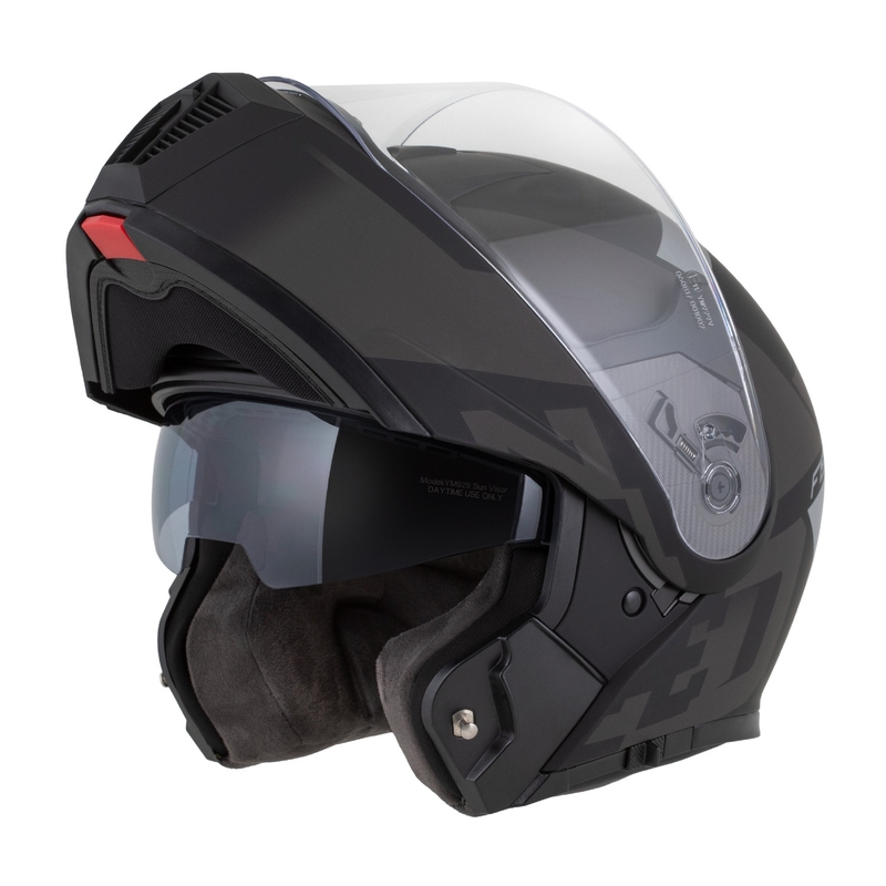 Opklapbare motorhelm ZED F19 mat zwart-grijs