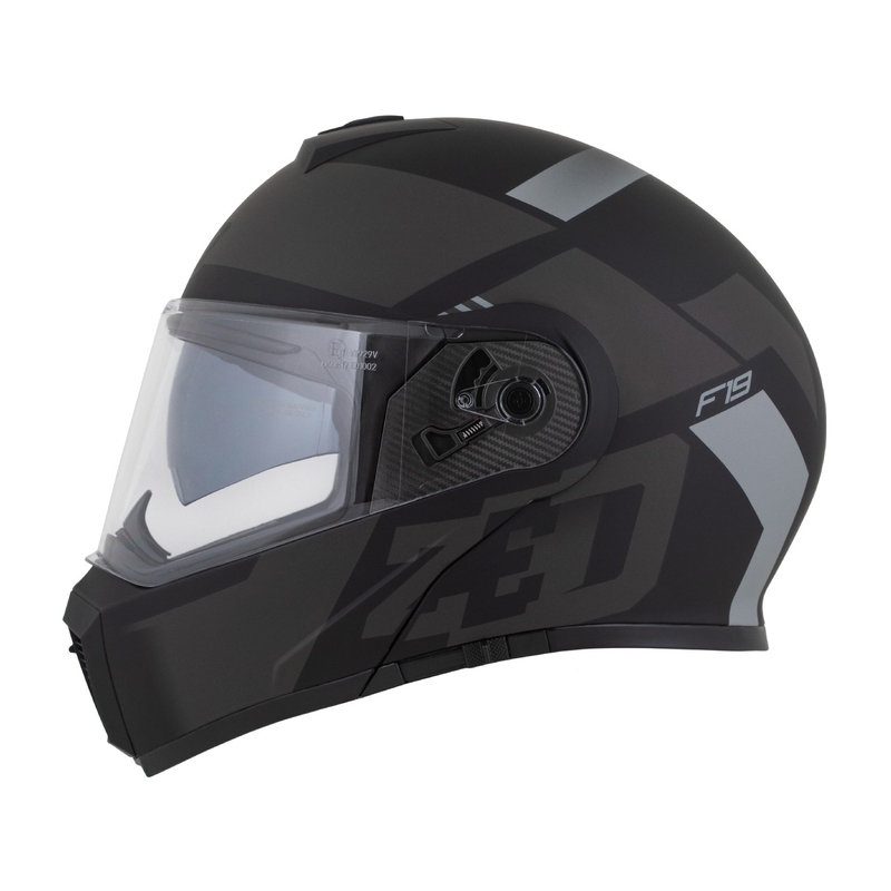 Opklapbare motorhelm ZED F19 mat zwart-grijs