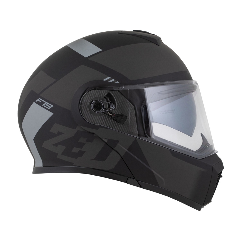 Opklapbare motorhelm ZED F19 mat zwart-grijs