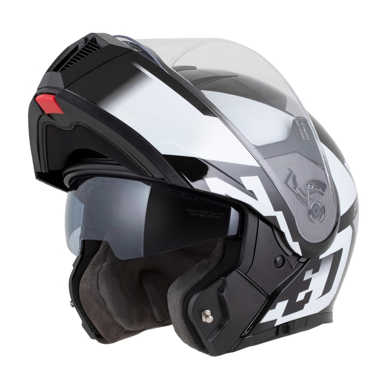 Opklapbare motorhelm ZED F19 zwart-wit-grijs