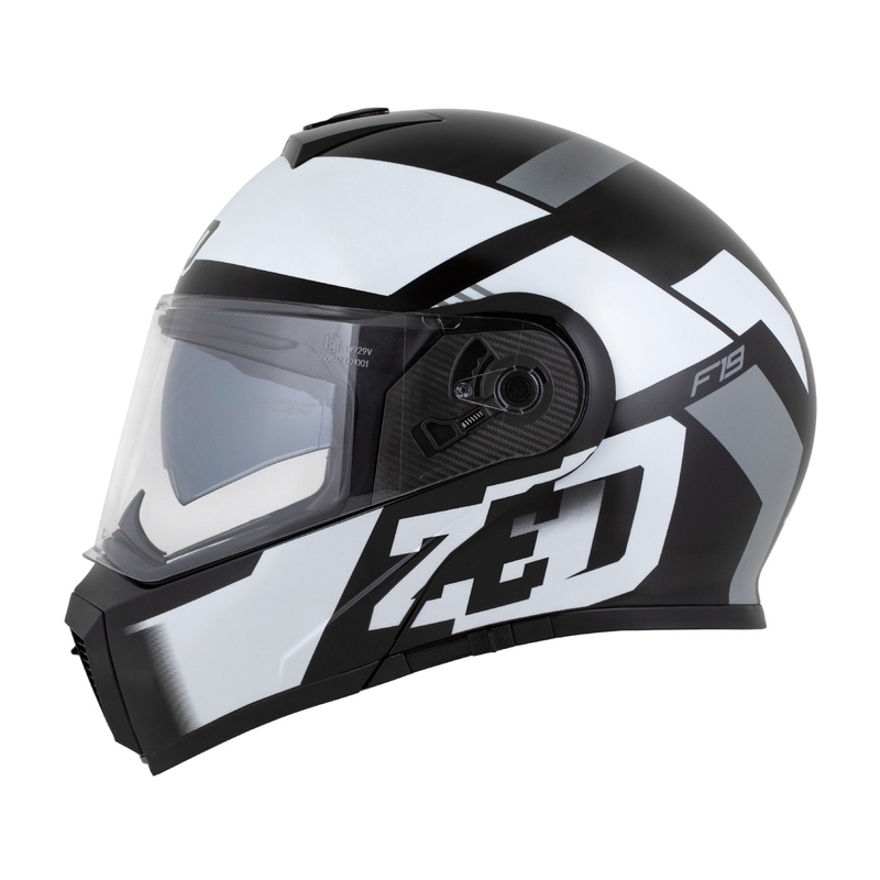 Opklapbare motorhelm ZED F19 zwart-wit-grijs