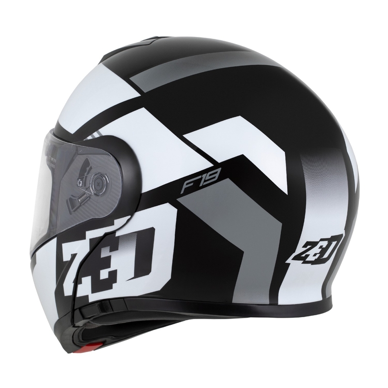 Opklapbare motorhelm ZED F19 zwart-wit-grijs