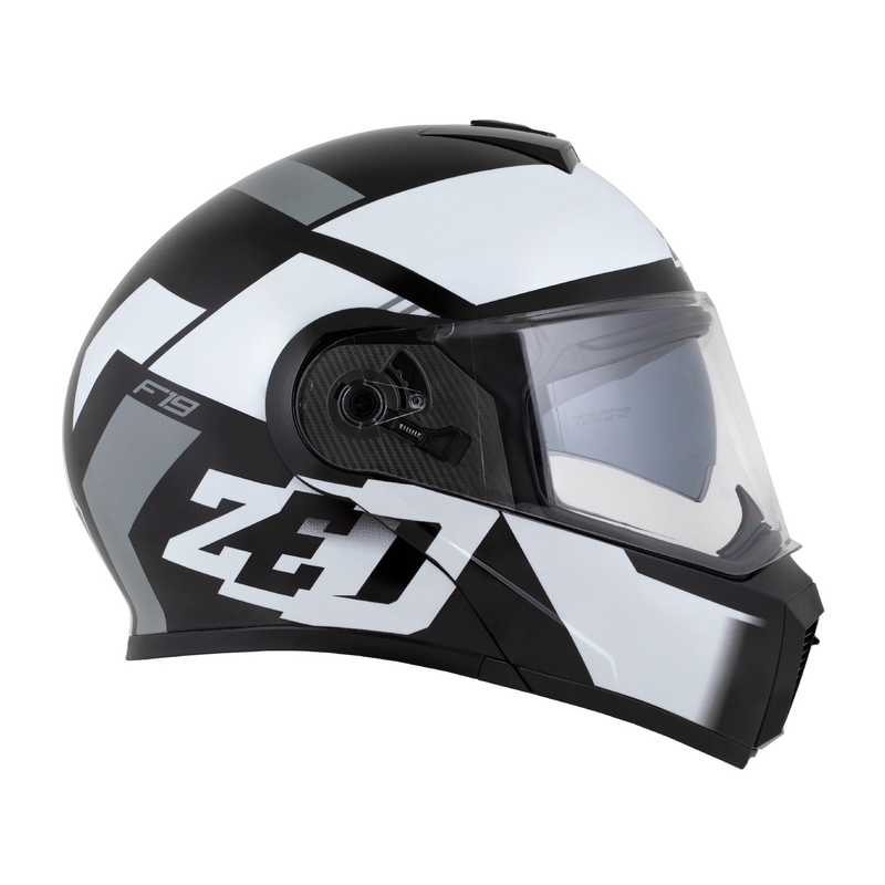 Opklapbare motorhelm ZED F19 zwart-wit-grijs