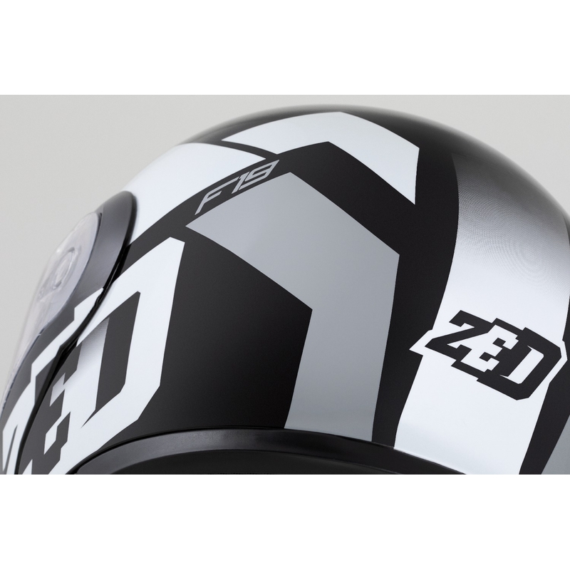 Opklapbare motorhelm ZED F19 zwart-wit-grijs