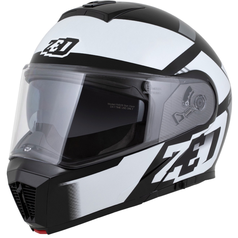 Opklapbare motorhelm ZED F19 zwart-wit-grijs