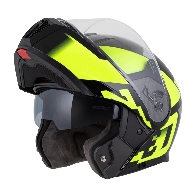 Opklapbare motorhelm ZED F19 zwart-fluogeel